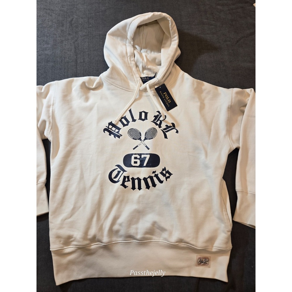 Polo Ralph Lauren Hoodie Mens Medium Tennis Club 67 Vintage Fit Fleece